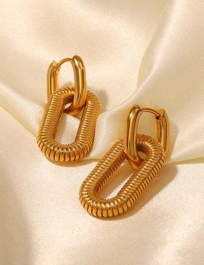 Gold Plated Stainless Steel Chain Hoop Earrings