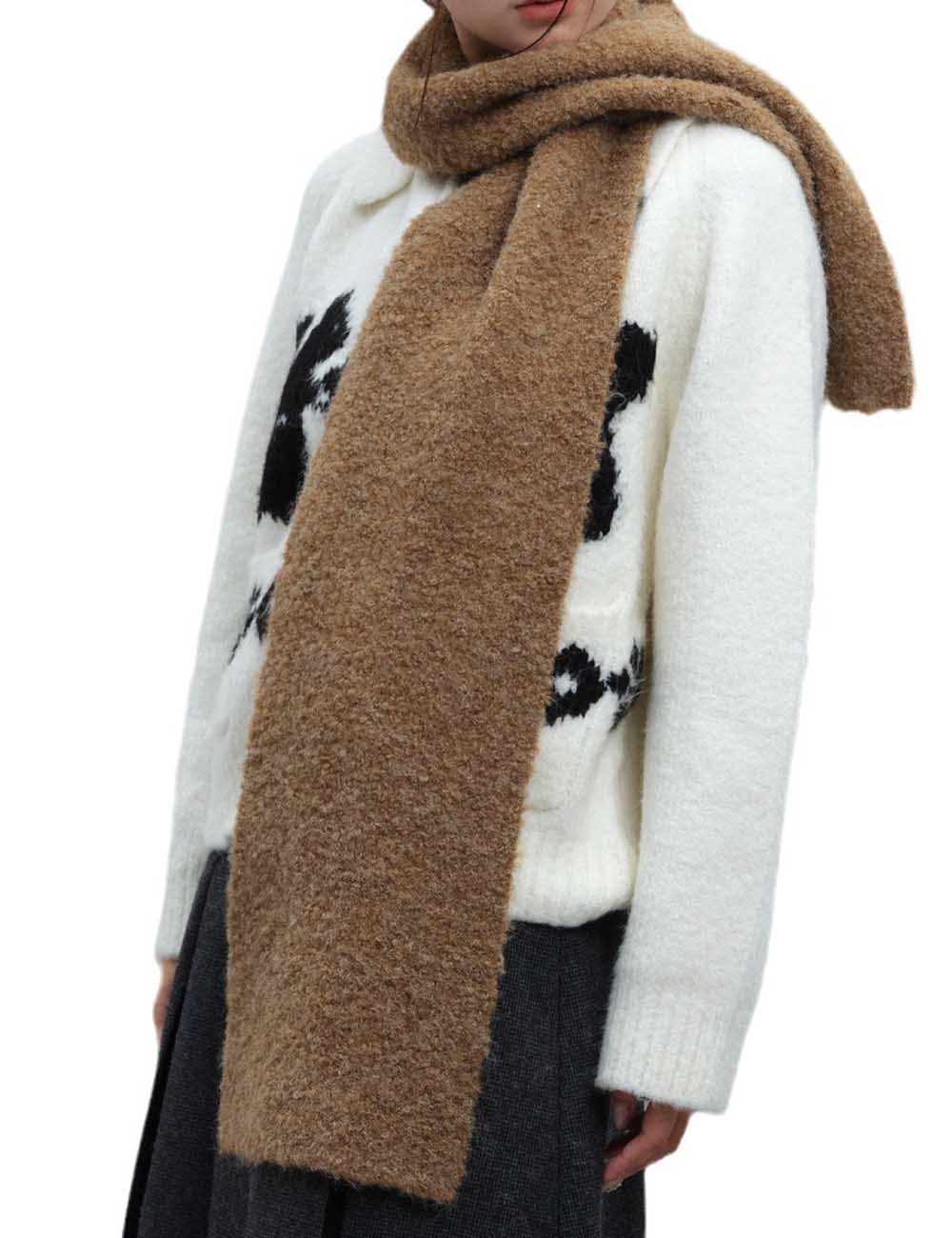 Knit Wool Blend Solid Color Winter Scarf