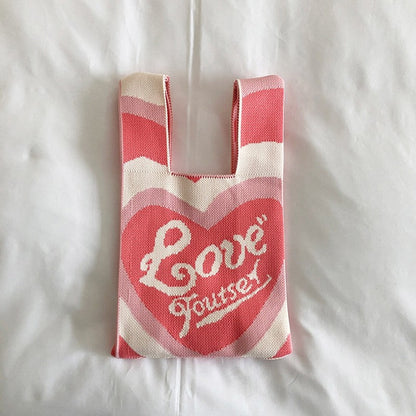 Knit Checkerboard Casual Tote Bag