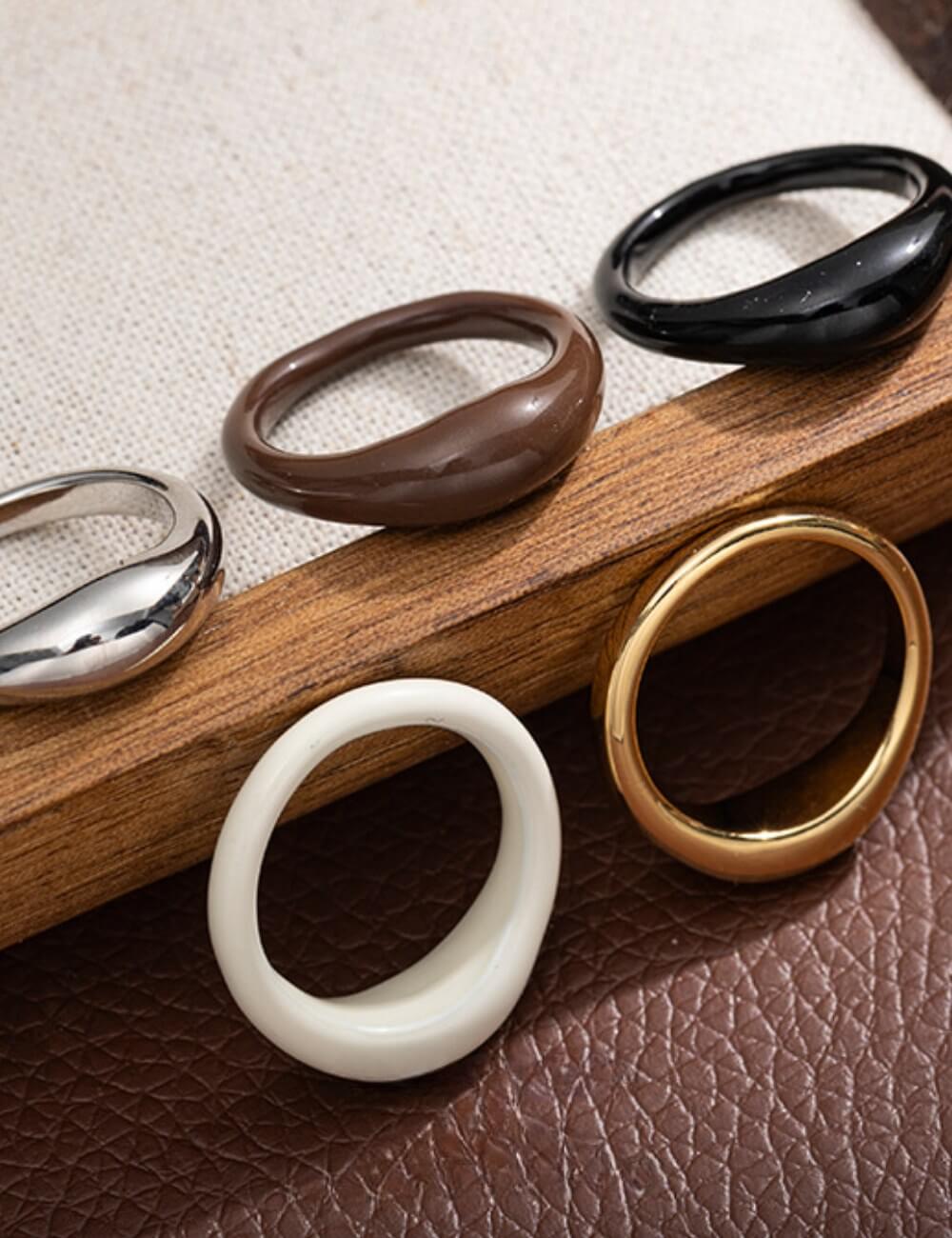 Simple Solid Color Oil Drip Rings