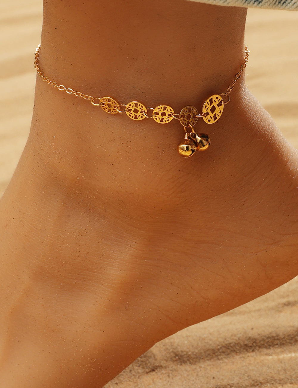Simple Bell Hollow Out Pendant Anklet
