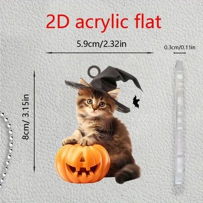 2D Halloween Cute Pumpkin Cat Acrylic Pendant