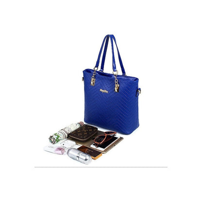 6-Piece Solid Color Embossed Handbag Set