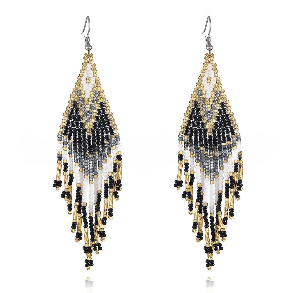 Colorful Tassel Elegant Beads Long Earrings