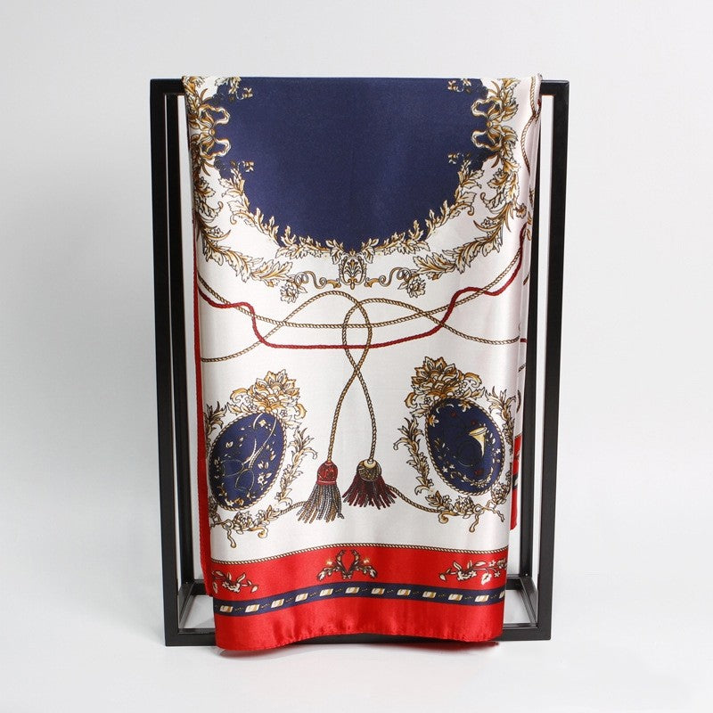 Vintage Elegant Geometric Pattern Silk Scarf