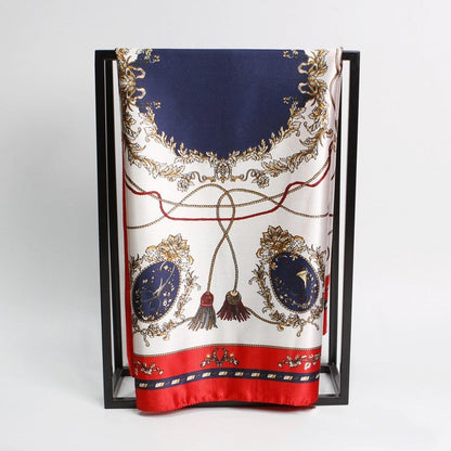 Vintage Elegant Geometric Pattern Silk Scarf