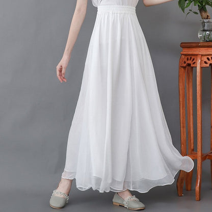 Baggy Wide Leg Chiffon Pants