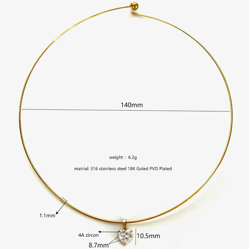 Sparking Zircon Stainless Steel Choker Necklace