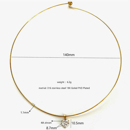 Sparking Zircon Stainless Steel Choker Necklace