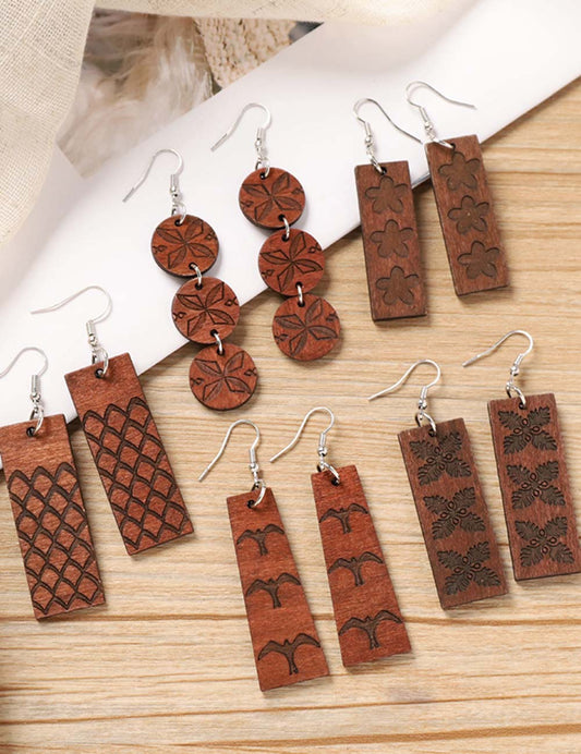Minimalist Handmade Vintage Wooden Drop Earrings