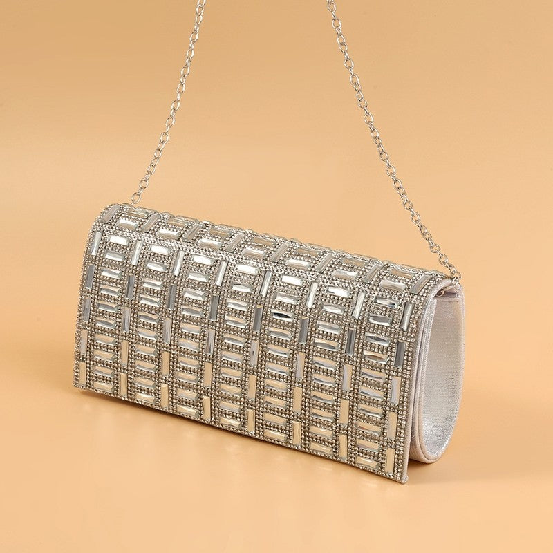 Party Vintage Glass Rhinestone Geometric Clutch Bag