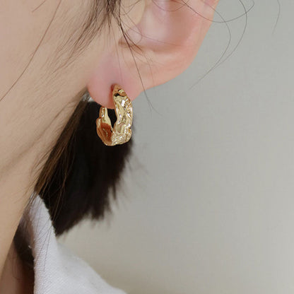 Geometric C Shaped Stud Hoop Earrings