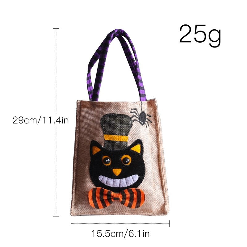 Halloween Linen Pumpkin Tote Kids Candy Bag