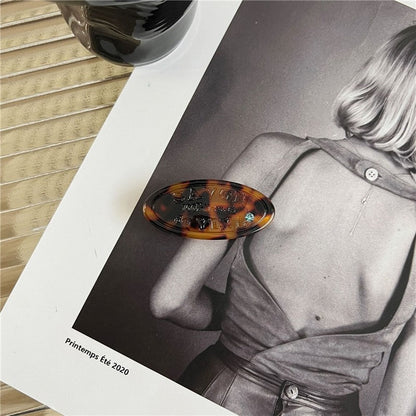 Elliptical Spring Alphabet Crystal Hair Clip