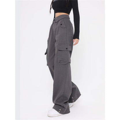 High Waist Cotton Cargo Pants Cleanfit
