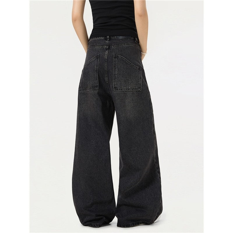 Vintage Washed Wide Leg Deconstructed Denim Pants