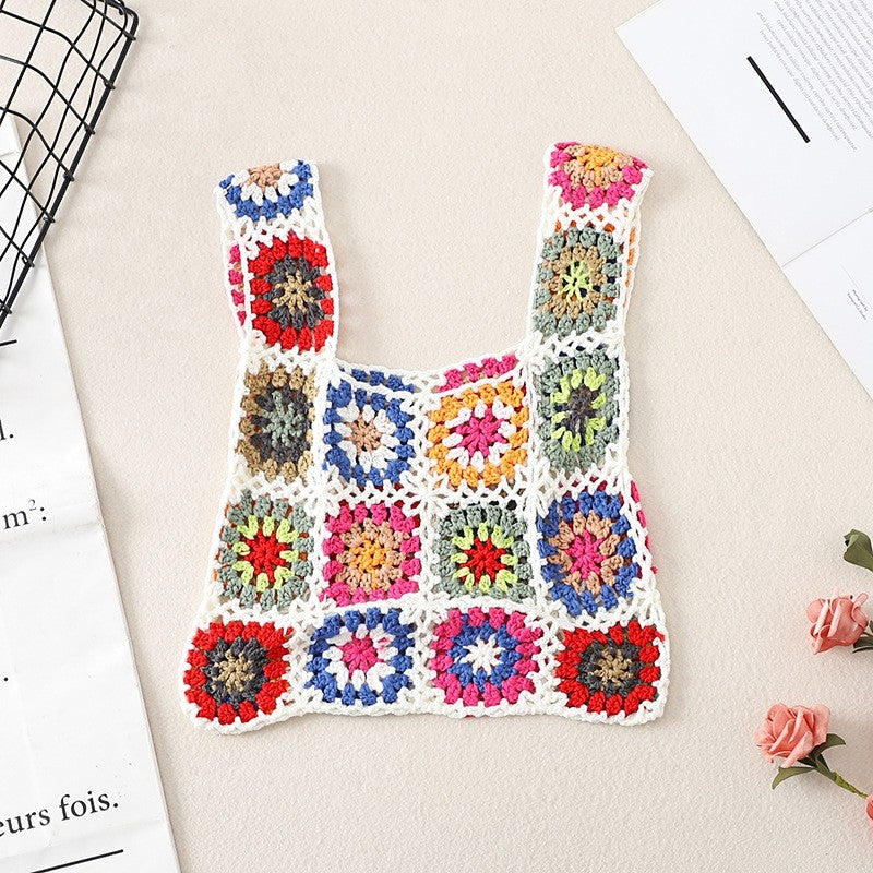 Crochet Knitted Flower Casual Handbag