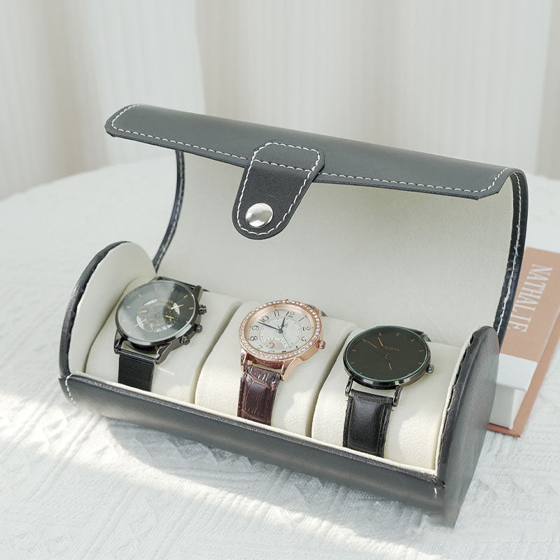 3-Slot Vintage Travel Watch Case Roll Case