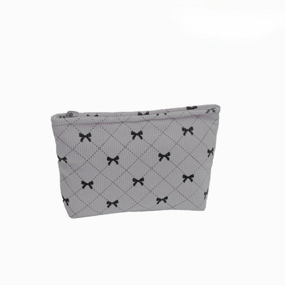 Corduroy Bow Print Large Capacity Make Up Bag