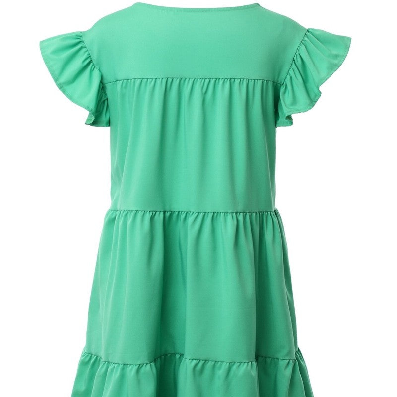 Solid Color Loose Pleated Short Sleeve Dress