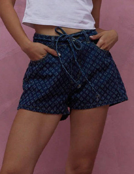 Casual Crochet Straight Leg Denim Shorts