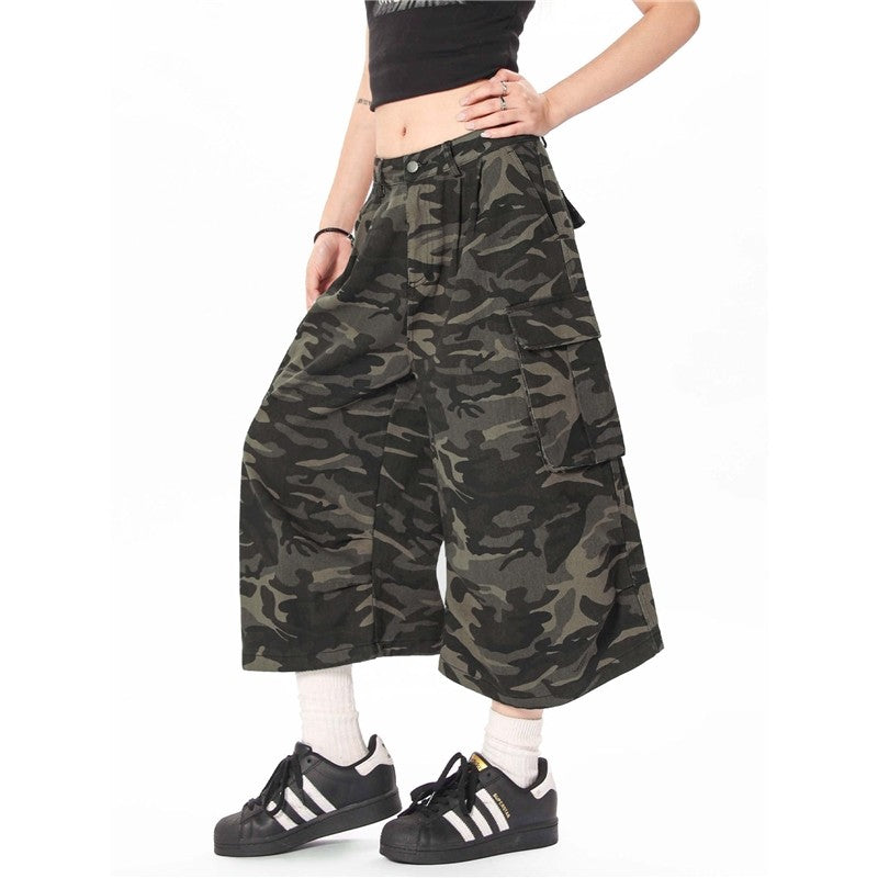 Straight Camouflage Cargo Shorts Summer Loose