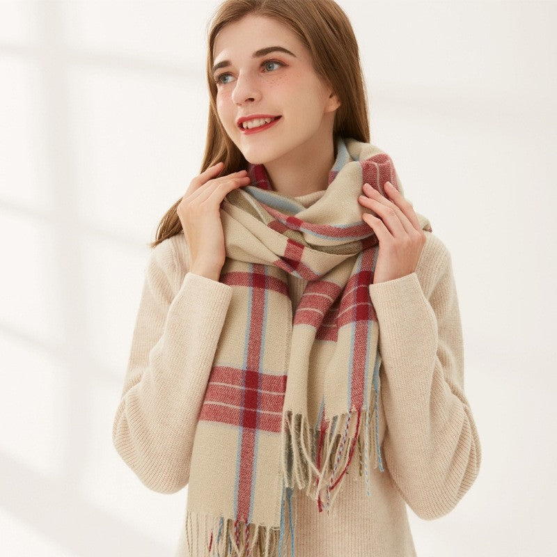 Fashion Striped Plaid Fringe Scarf