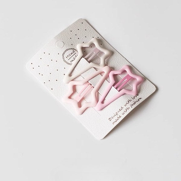 Pink Simple Star Love Hair Clips