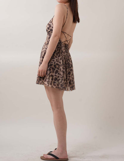 Sexy Backless Print String Mini Dresses