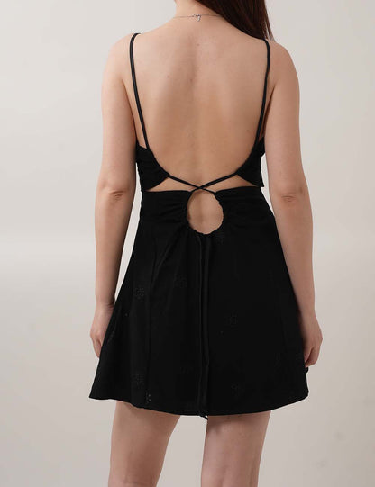 Sexy Embroidery Buttons Spaghetti Mini Dresses