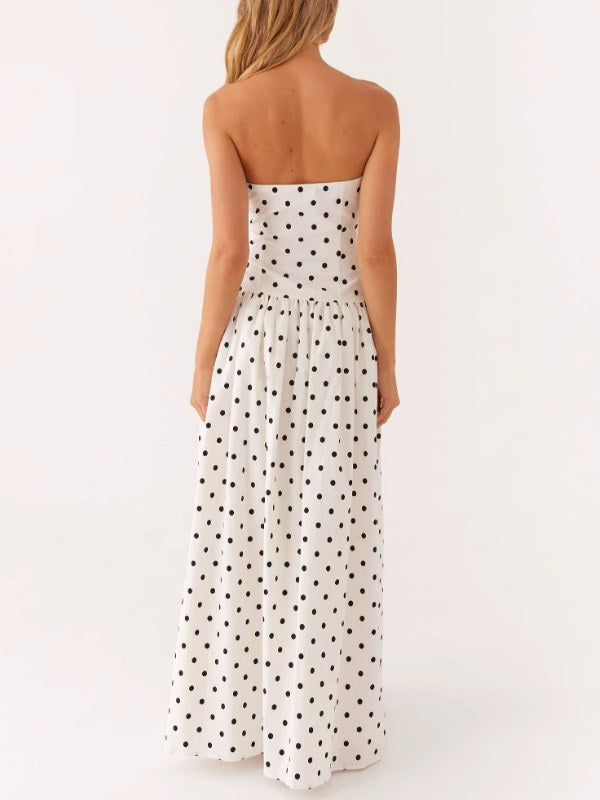 Print Strapless Sexy Maxi Dress