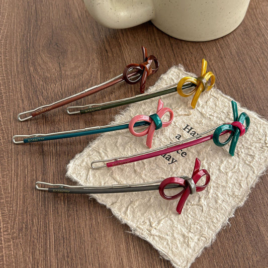 2+ Vintage Bow Contrast Color Hair Clips