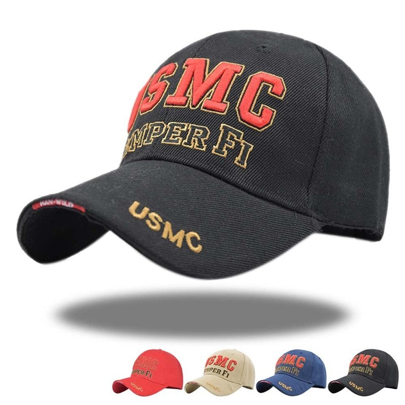USMC Letter Baseball Cap Basic Sun Hat With Brim