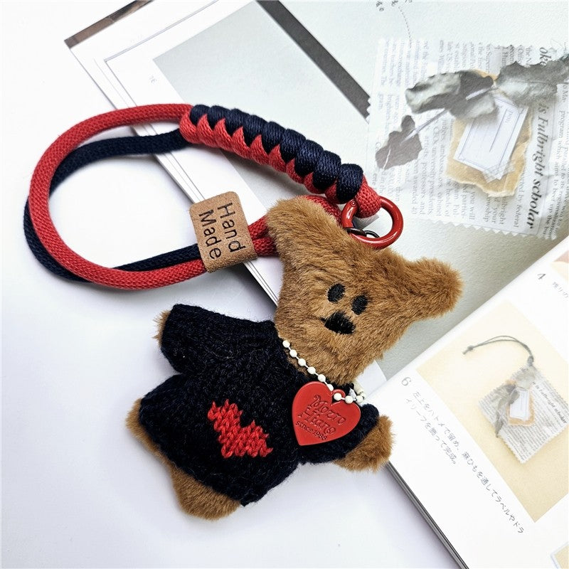 Tilted Head Plush Bear Keychain