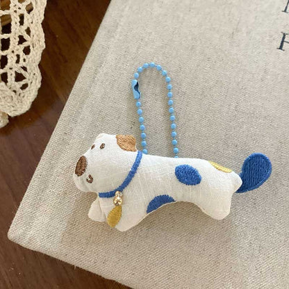 Plaid Love Bow Embroidery Sweet Bag Charm