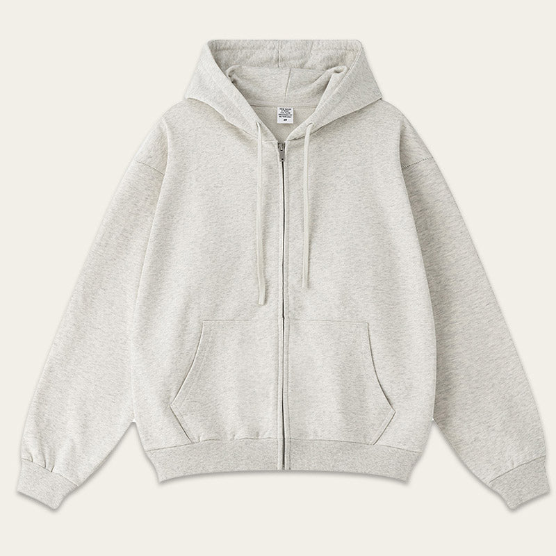 Casual Solid Color Oversize Zip-Up Hoodie