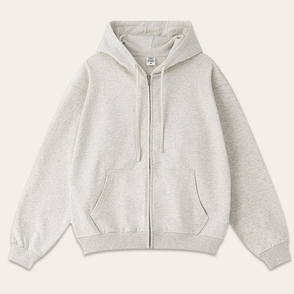 Casual Solid Color Oversize Zip-Up Hoodie