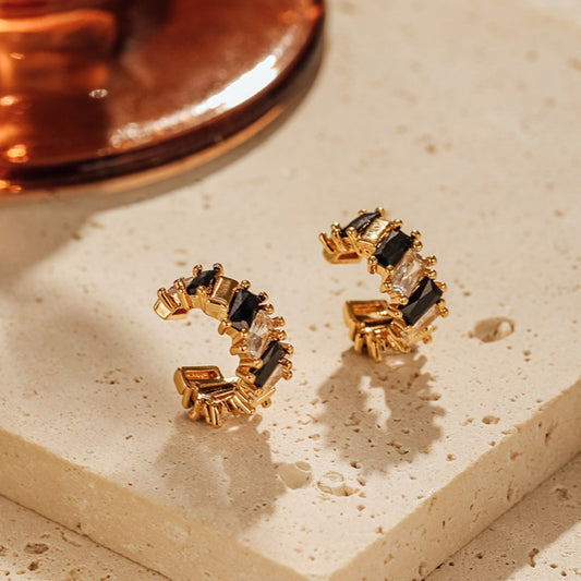 Zircon Color Block Delicate Clip earrings