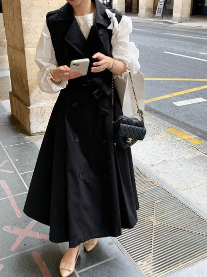 Sleeveless V-Neck Trench Coat