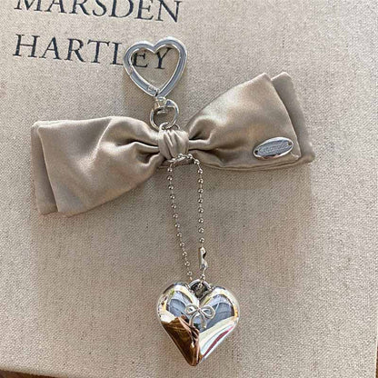 Elegant Stain Bow Knot Heart Chain Bag Charm