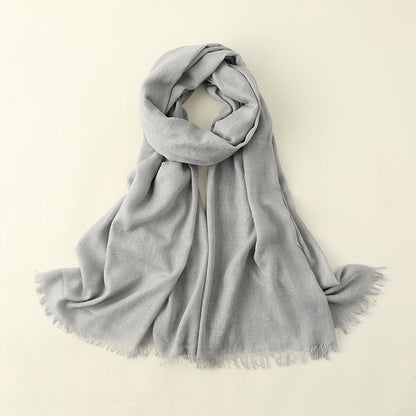 Solid Color Cotton And Linen Summer Thin Scarf