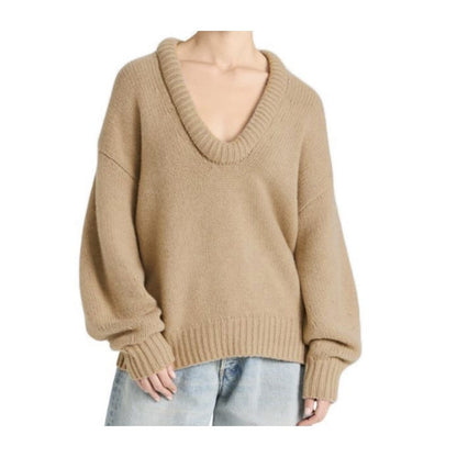 Stylish Loose Fit Solid Color Knit Sweater