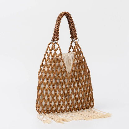 Tassel Wooden Handbag Bead Beach Bag