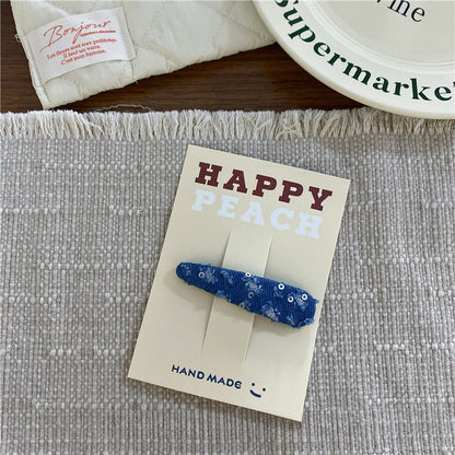 2+Silver Bow Demin Sweet Hair Clips