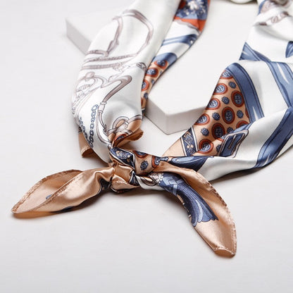 Vintage Elegant Geometric Pattern Silk Scarf
