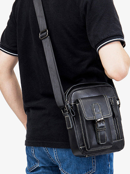 Solid Multi-layer Pocket Casual Crossbody Bag