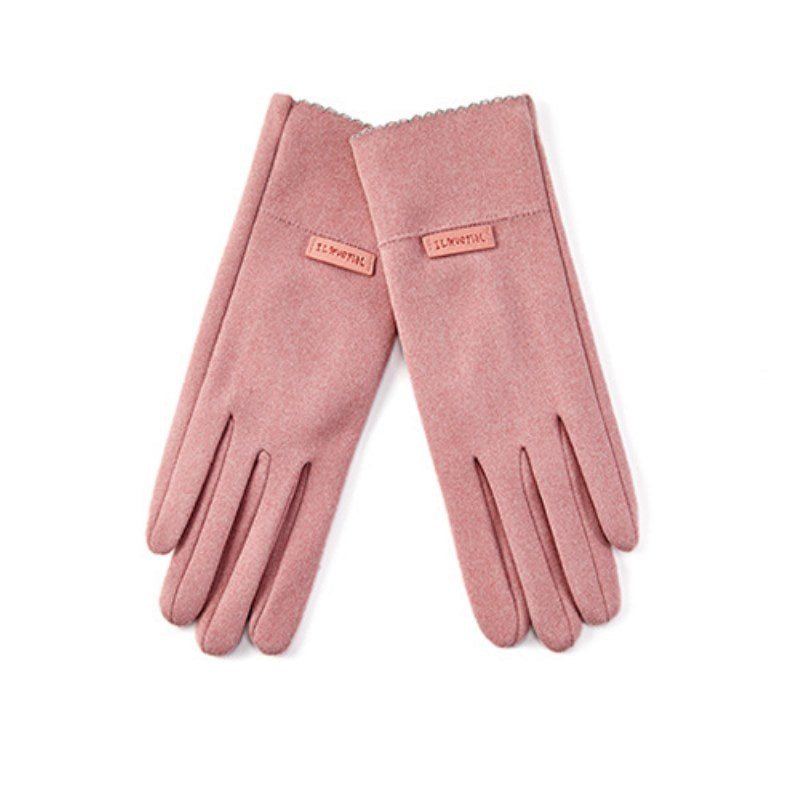 Solid Color Chamois Suede Windproof Gloves