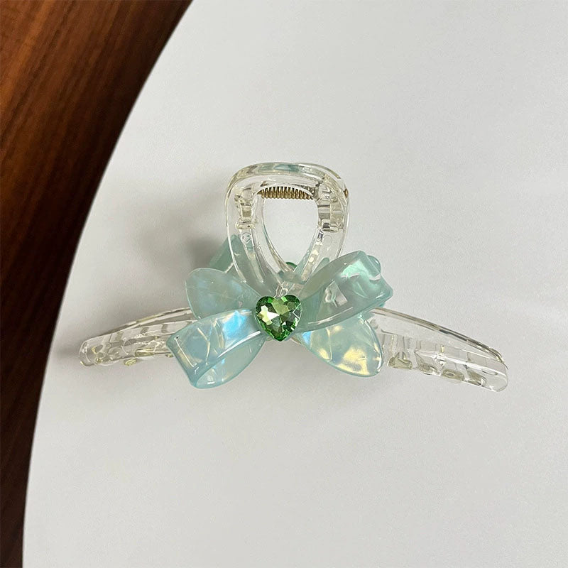 Bow Rhinestone Iridescent Large Hair Claw