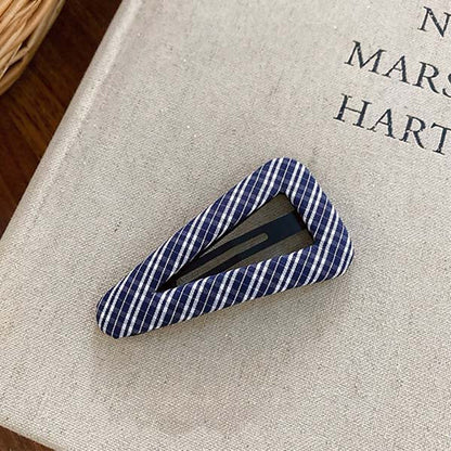 Sweet Denim Plaid Fabric Hair Clip
