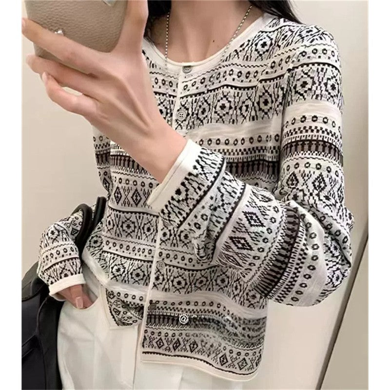 New Versatile Jacquard Knit Cardigan